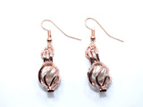 Rose Gold Oval Basket Earrings With White Pearls Charm Locket Jewelry AOS