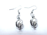 Silver Oval Basket Earrings With White Pearls Charm Locket Jewelry AOS