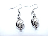 Silver Oval Basket Earrings With White Pearls Charm Locket Jewelry AOS