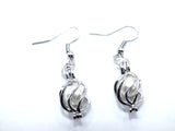 Silver Oval Basket Earrings With White Pearls Charm Locket Jewelry AOS