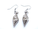 Ice Cream Cone Earrings White Pearls Charm Locket Silver Jewelry AOS