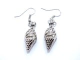 Ice Cream Cone Earrings White Pearls Charm Locket Silver Jewelry AOS