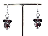 Minnie Mouse Earrings Red Pearl Beads Charm Locket Silver Jewelry AOS