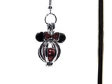 Minnie Mouse Earrings Red Pearl Beads Charm Locket Silver Jewelry AOS