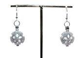 Silver Sand Dollar Earrings With Crystal Accents And White Pearls Charm Locket Jewelry AOS