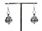 Silver Sand Dollar Earrings With Crystal Accents And White Pearls Charm Locket Jewelry AOS