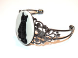Black Cat Victorian Cameo Necklace Or Bracelet Or Brooch Halloween Jewelry