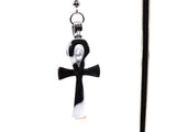 Silver Ankh Earrings With White Pearls Charm Locket Egyptian Amulet Jewelry AOS