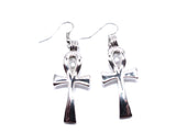 Silver Ankh Earrings With White Pearls Charm Locket Egyptian Amulet Jewelry AOS