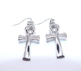 Silver Ankh Earrings With White Pearls Charm Locket Egyptian Amulet Jewelry AOS