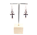 Rose Gold Ankh Earrings With White Pearls Charm Locket Egyptian Amulet Jewelry AOS