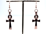 Rose Gold Ankh Earrings With White Pearls Charm Locket Egyptian Amulet Jewelry AOS