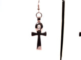 Rose Gold Ankh Earrings With White Pearls Charm Locket Egyptian Amulet Jewelry AOS