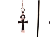 Rose Gold Ankh Earrings With White Pearls Charm Locket Egyptian Amulet Jewelry AOS