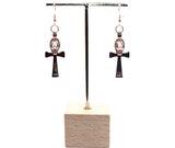 Rose Gold Ankh Earrings With White Pearls Charm Locket Egyptian Amulet Jewelry AOS