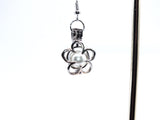 Plumeria Flower Earrings White Pearls Charm Locket Silver Floral Jewelry AOS