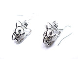 Cute Pig Piglet Earrings White Pearls Charm Locket Silver Animal Jewelry AOS