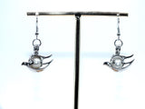 Dove Earrings With White Pearls Charm Locket Silver Bird Jewelry AOS