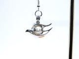 Dove Earrings With White Pearls Charm Locket Silver Bird Jewelry AOS