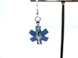 EMT Star Of Life Earrings With White Pearls Charm Locket Silver Jewelry AOS