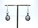 Lucky Horseshoe Earrings With White Pearls Charm Locket Horse Silver Jewelry AOS