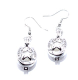 Lucky Horseshoe Earrings With White Pearls Charm Locket Horse Silver Jewelry AOS