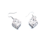 Heart Box Charm Earrings With White Pearls Charm Locket Horse Silver Jewelry AOS