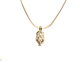 Pearl Cage Gold Plated Oval Basket Teardrop Circle Loop Wire Charm Necklace