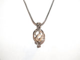 Pearl Cage Silver Plated Oval Basket Teardrop Circle Loop Wire Charm Necklace