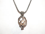 Pearl Cage Silver Plated Oval Basket Teardrop Circle Loop Wire Charm Necklace