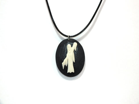 Crypt Ghost Victorian Cameo Black Cord Necklace Haunted Mansion Halloween