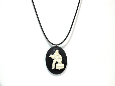 Hitchhiking Ghost Phineas Victorian Cameo Black Cord Necklace Haunted Mansion