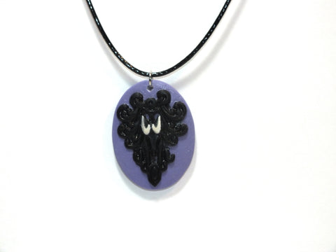 Spooky Wallpaper Victorian Purple Cameo Black Cord Necklace Haunted Mansion Halloween