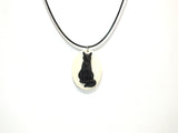 Black Cat Witch's Friend Victorian Cameo Black Cord Necklace Halloween Jewelry