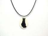 Black Cat Witch's Friend Victorian Cameo Black Cord Necklace Halloween Jewelry