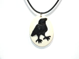 The Raven or Crow Haunted Mansion Gothic Jewelry Cameo Necklace Halloween Cosplay