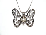 Butterfly Pick A Pearl Cage Necklace Monarch Butterfly Heart Wings Silver Locket Charm Holds 1 Pearls Tigerlily
