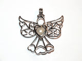 Angel Pick A Pearl Cage Necklace Guardian Angel Heart Wings Silver Locket Charm Holds 1 Pearl
