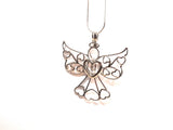 Angel Pick A Pearl Cage Necklace Guardian Angel Heart Wings Silver Locket Charm Holds 1 Pearl