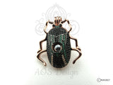 Scarab Beetle Pearl Cage Necklace Rose Gold Locket Charm Holds Beads Pearls Gems Crystal Accents Mummy