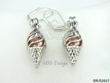 Pearl Cage Silver Ice Cream Cone Earrings Orange Sherbert Pearl Beads with GIFT BOX