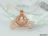 Cinderella Carriage Pearl Cage 18kt Rose Gold Plated 925 Sterling Silver Charm Necklace Pick A Pearl or Wish Pearl Epcot Holds Akoya Pearl