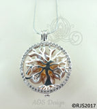 Family Tree Pearl Cage Necklace Bright Silver Plated Locket Crystal Accents Charm Tree of Life Mother