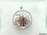 Family Tree Pearl Cage Necklace Bright Silver Plated Locket Crystal Accents Charm Tree of Life Mother