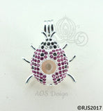 Ladybug Pearl Cage 925 Sterling Silver Locket Crystal Accents Silver Necklace Lady Bug Insect Animal