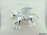 Flying Unicorn Pearl 925 Cage Silver Necklace Pegasus Crystal Pegacorn Alicorn