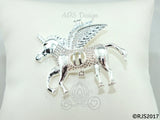 Flying Unicorn Pearl 925 Cage Silver Necklace Pegasus Crystal Pegacorn Alicorn