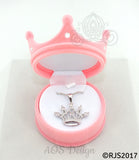 Princess Tiara Crown Necklace Silver Plated Pendant Crystals 18" Chain GIFT BOX