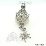 Spider Spiderweb Pearl Cage Necklace Silver Plated Locket Charm Halloween Gothic Bugs Insects