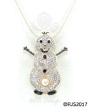 Snowman Pearl Cage 18K Gold Plated Locket Crystals Christmas Holiday Charm Pendant